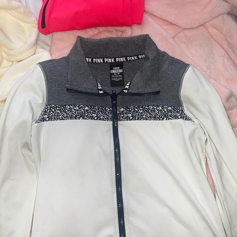pink victorias secret long sleeve zip up sweater